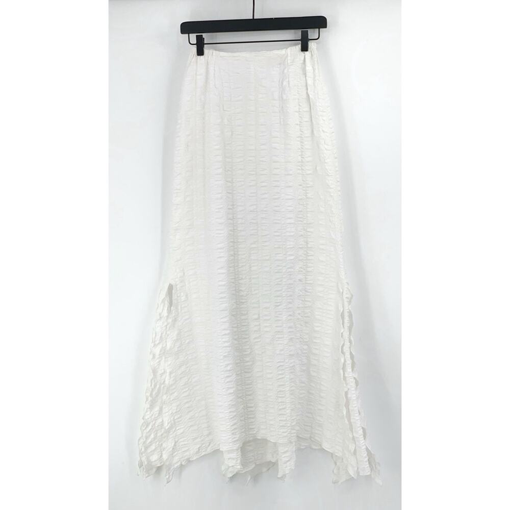 COURTNEY WASHINGTON Pucker Slit Maxi Skirt White S
